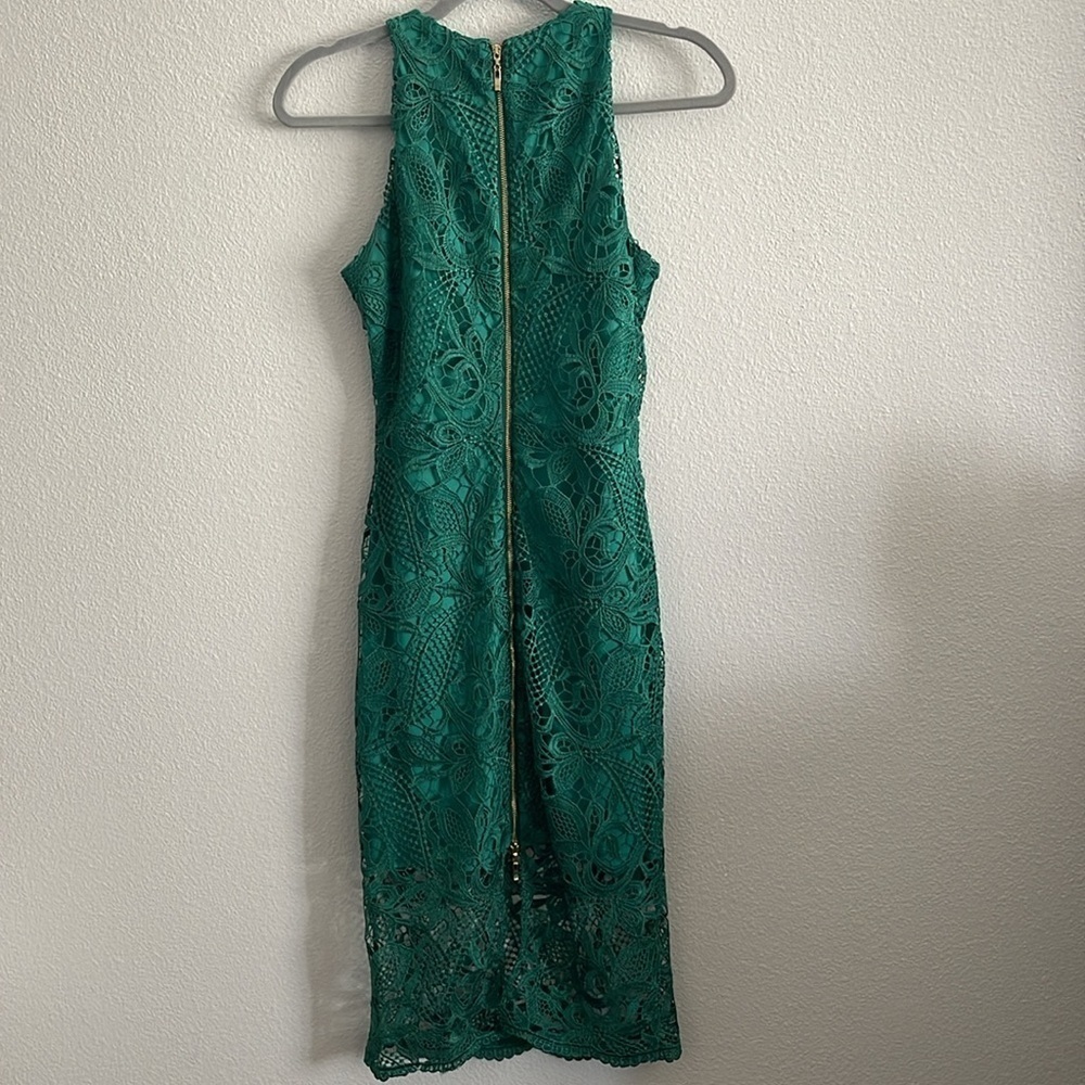 Bebe Ladies Dressy Sleeveless Mid-Calf Lace Dress Green Size 4 - Picture 3 of 13